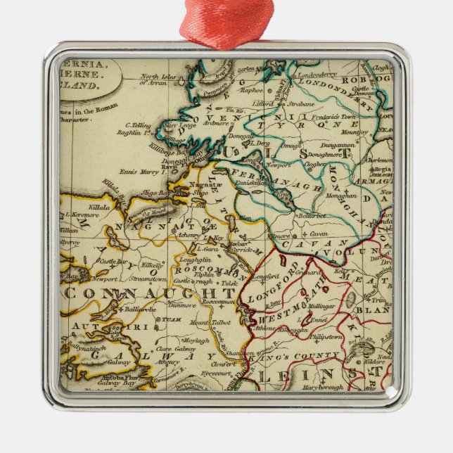 Ireland with boundaries outlined metal ornament (Front)