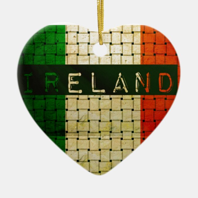 Ireland Woven Flag Ceramic Ornament (Front)