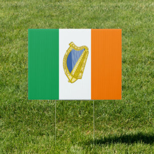 Ireland Yard Sign, Harp & Irish Flag outdoor sings Sign