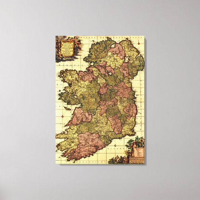 IrelandPanoramic MapIreland Canvas Print (Front)