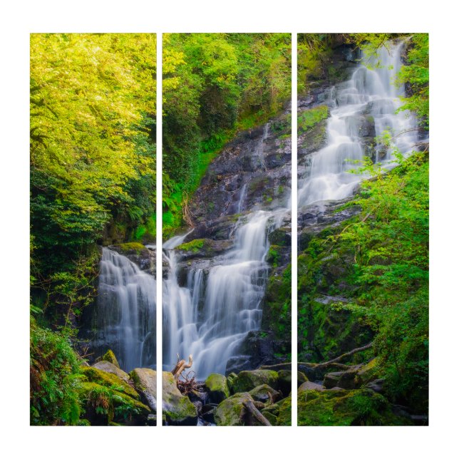 Ireland's Lush Waterfall Triptych Wall Art Print (Front)