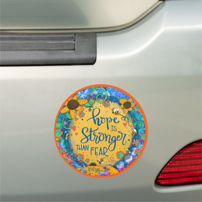 Irelyn’s Huddle Hope Floral Bumblebee Inspirivity  Car Magnet (In Situ)