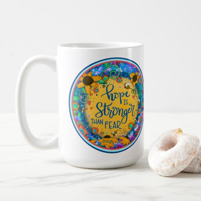 Irelyn’s Huddle Hope Floral Bumblebee Inspirivity  Coffee Mug (With Donut)