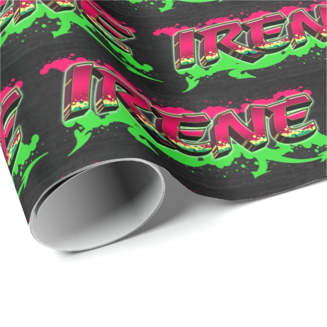 Irene First Name Name Graffiti red green Wrapping Paper (Roll Corner)