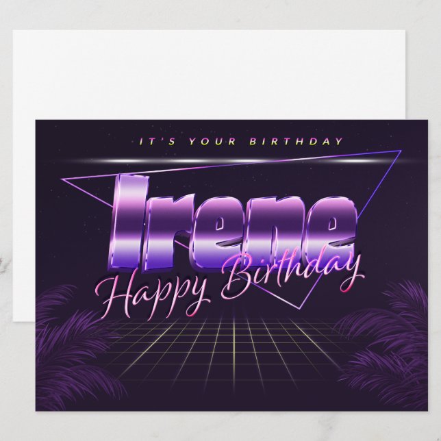 Irene Name First Name purla retro card Birthday (Front/Back)