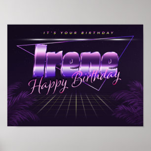 Irene Name First Name purla retro poster Birthday
