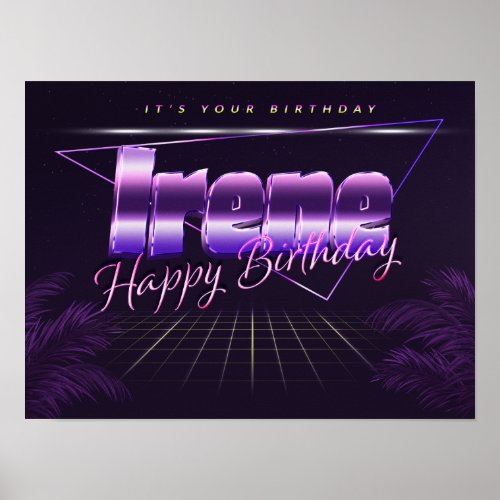 Irene Name First Name purla retro poster Birthday