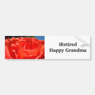 iRetired bumper stickers Happy Grandma Red Rose