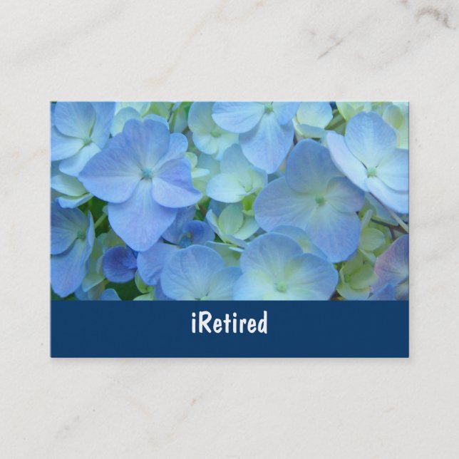iRetired Business cards Blue Floral Retirement (Front)