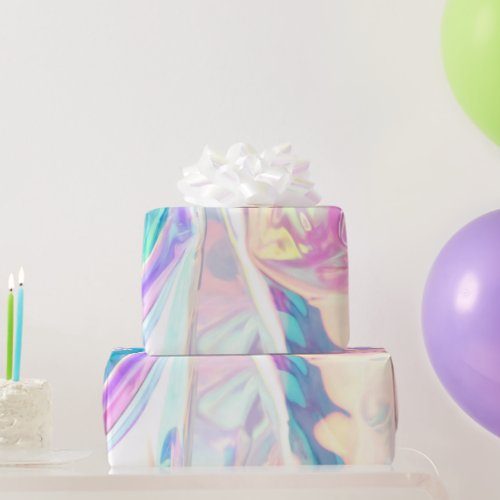  Iridescence Holographic  Pattern Wrapping Paper