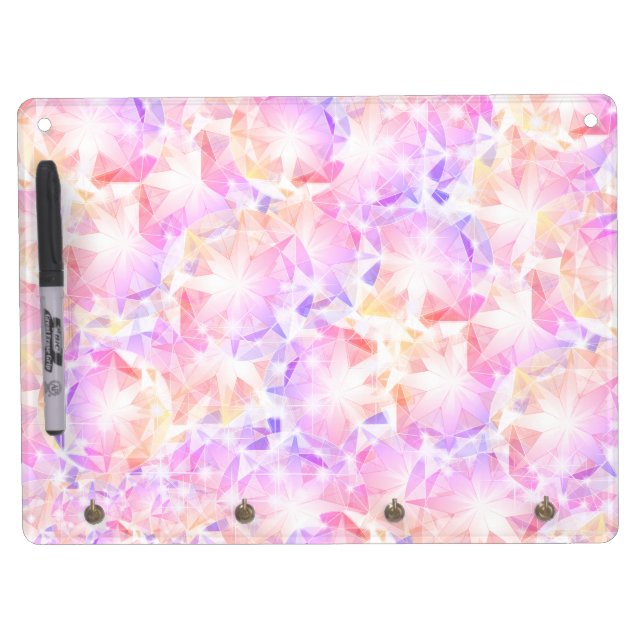 Iridescence Pink Lavender Brilliant Crystal Dry Erase Board With Keychain Holder (Front)