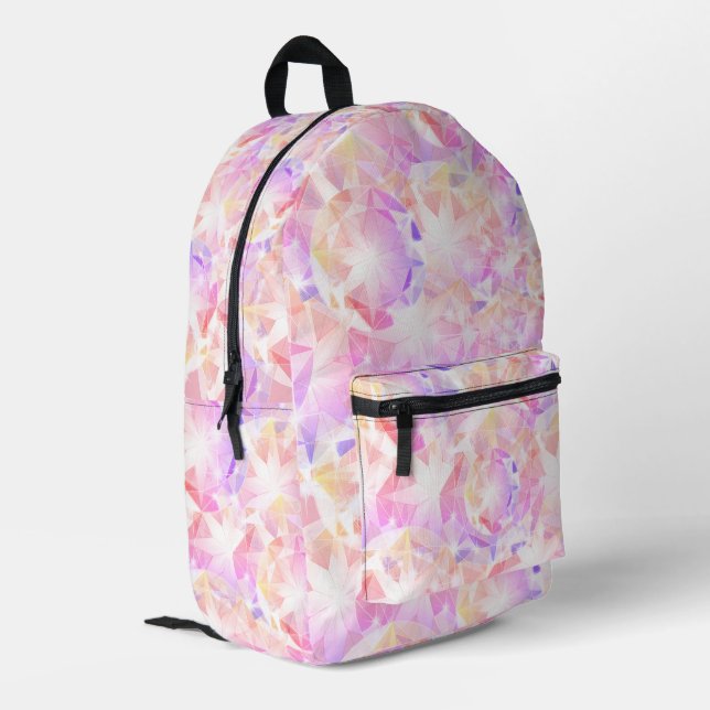 Iridescence Pink Lavender Brilliant Crystal Printed Backpack (Back Corner Left)