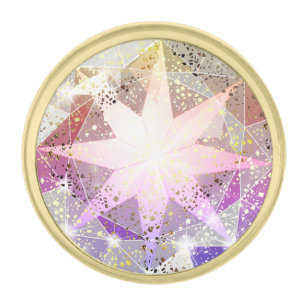 Iridescence Pink Lavender Compass Rhinestone Gold Finish Lapel Pin