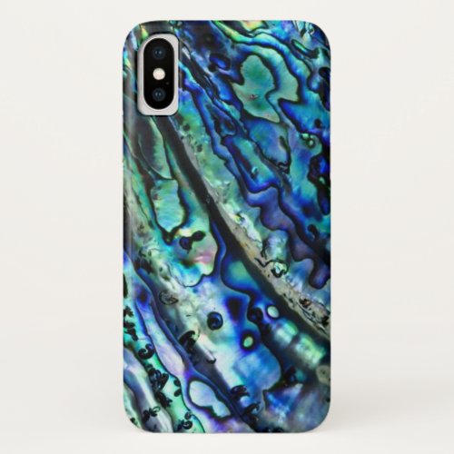 Iridescent Abalone Shell Abstract Blue Green iPhone XS Case