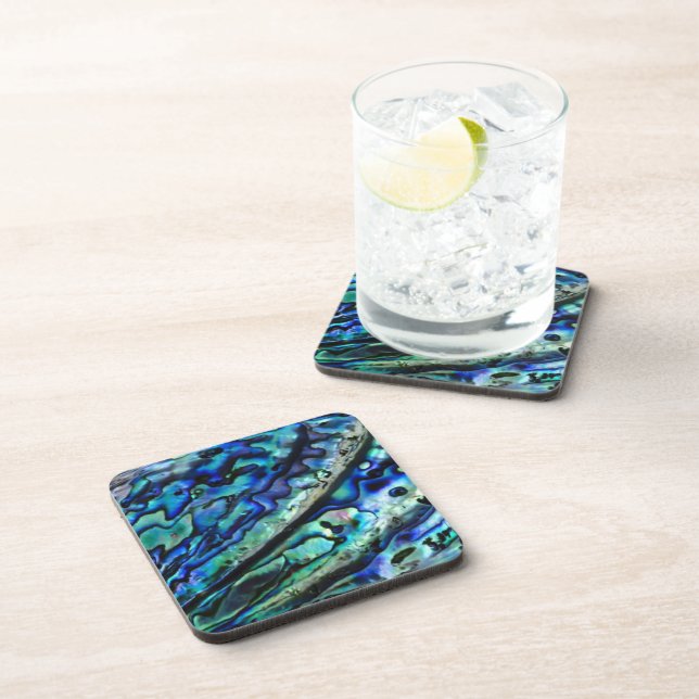 Iridescent Abalone Shell | Custom  Beverage Coaster (Right Side)