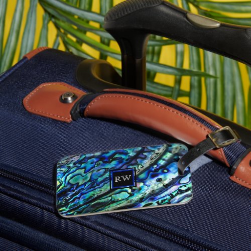 Iridescent Abalone Shell Monogram Luggage Tag