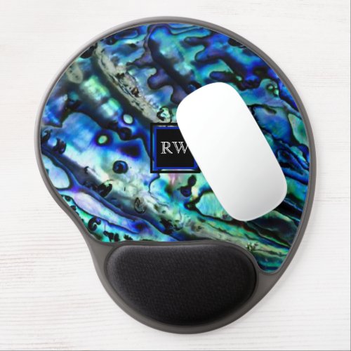 Iridescent Abalone Shell Monogram Mouse Pad