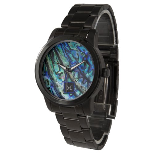 Iridescent Abalone Shell Monogram Watch
