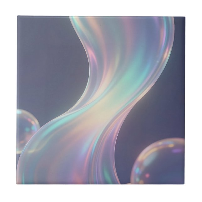 Iridescent Abstract Bubble Flow Ceramic Tile (Front)