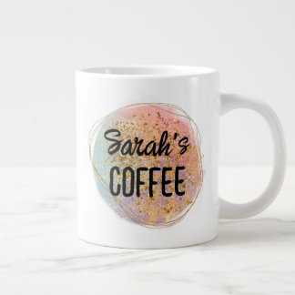 Iridescent Abstract Glitter With Name Giant Coffee Mug
