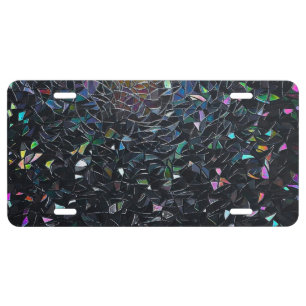 Iridescent Abstract Stained Glass Pattern License Plate