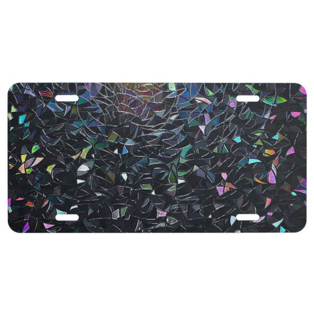 Iridescent Abstract Stained Glass Pattern License Plate (Front)