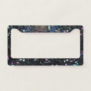 Iridescent Abstract Stained Glass Pattern License Plate Frame
