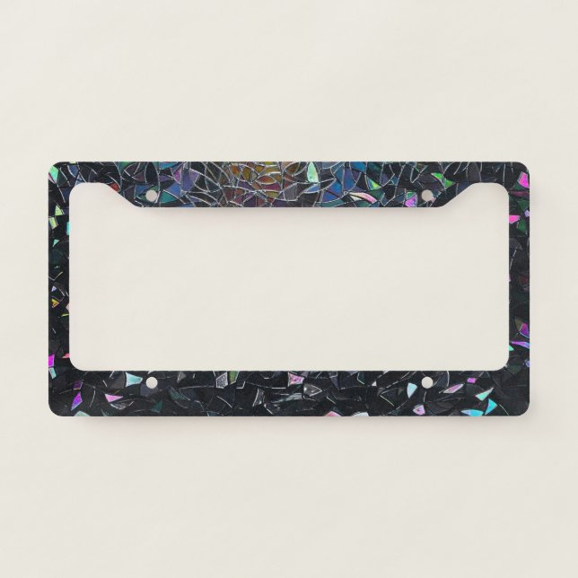 Iridescent Abstract Stained Glass Pattern License Plate Frame (Front)