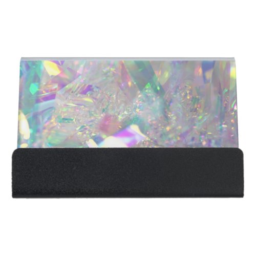 Iridescent Angel Tinsel Desk Business Card Holder