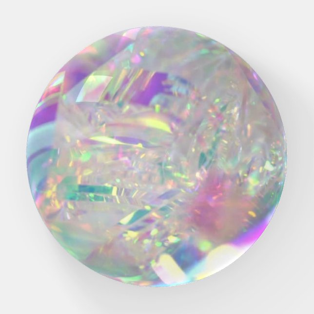 Iridescent Angel Tinsel Modern Glam Paperweight (Front)