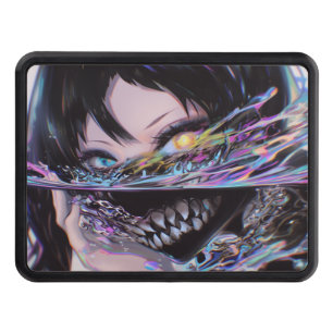 Iridescent Anime Horror: Liquid Smile Monster Hitch Cover