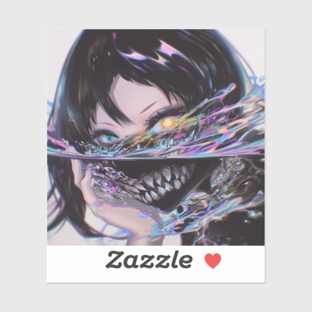 Iridescent Anime Horror: Liquid Smile Monster Sticker (Sheet)