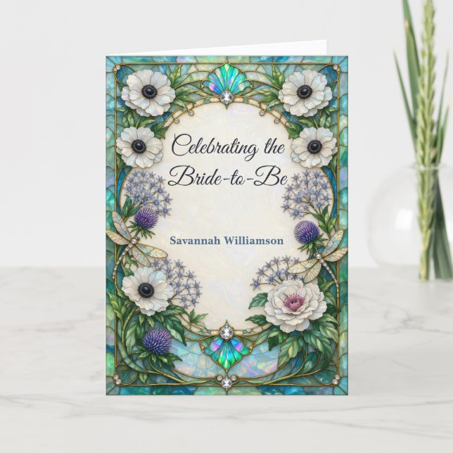 Iridescent Art Nouveau Botanical Bridal Shower  Card (Front)