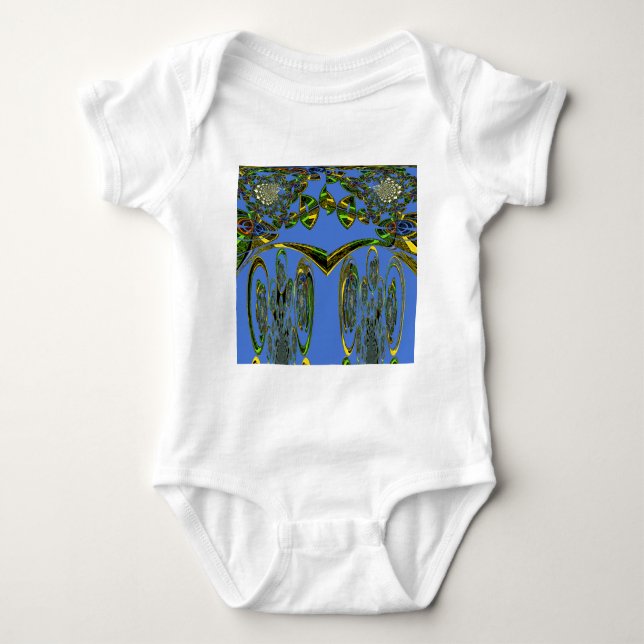 Iridescent Art Print with Golden Abstract Design Baby Bodysuit (Front)