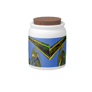 Iridescent Art Print with Golden Abstract Design Candy Jar