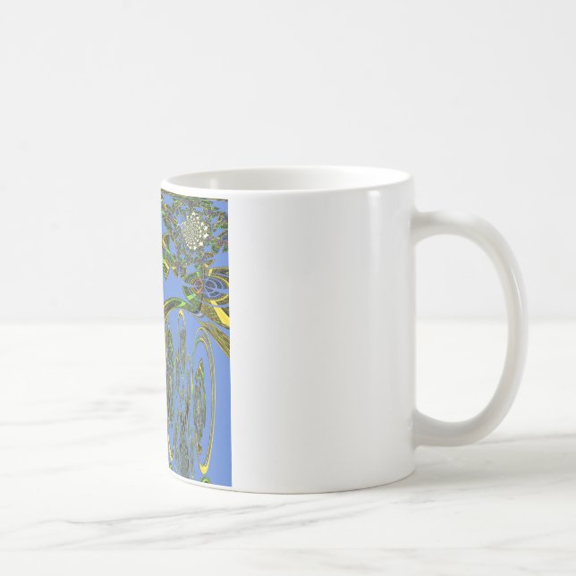 Iridescent Art Print with Golden Abstract Design Coffee Mug (Right)