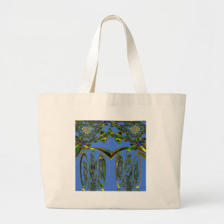 Iridescent Art Print with Golden Abstract Design Large Tote Bag
