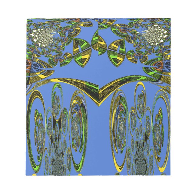 Iridescent Art Print with Golden Abstract Design Notepad (Front)