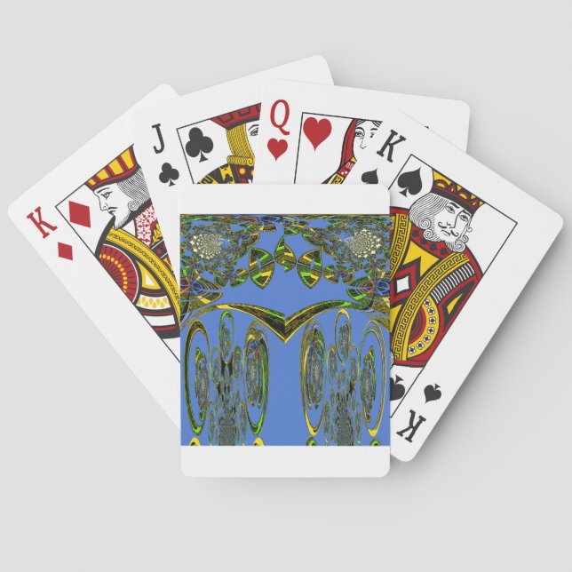 Iridescent Art Print with Golden Abstract Design Poker Cards (Back)