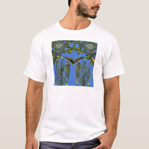 Iridescent Art Print with Golden Abstract Design T-Shirt