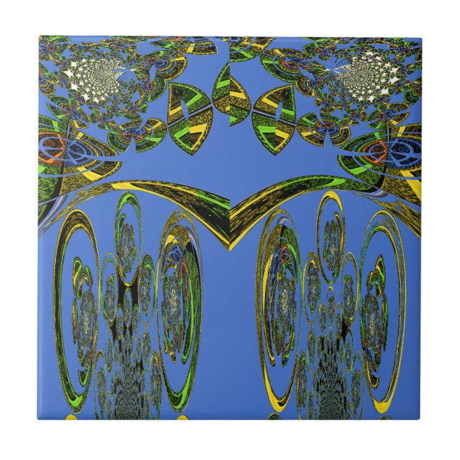 Iridescent Art Print with Golden Abstract Design Tile (Front)