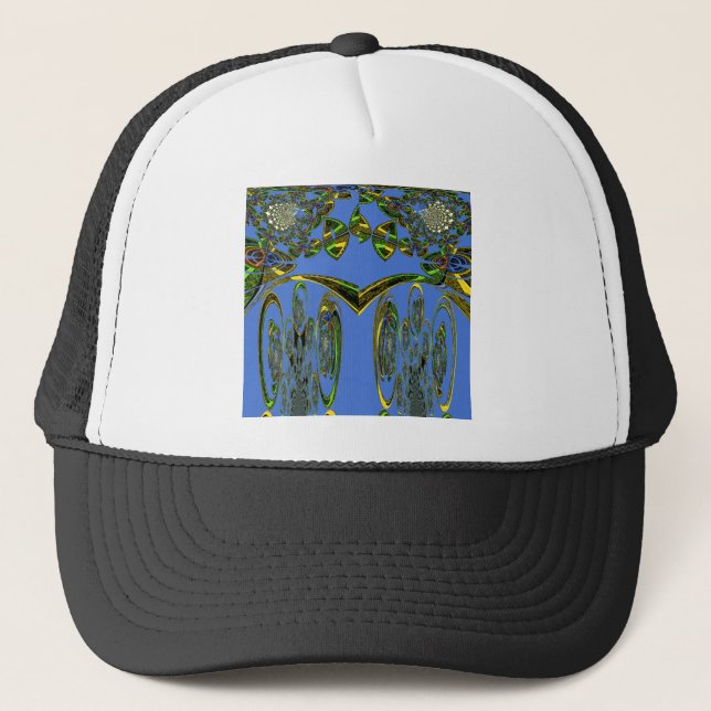 Iridescent Art Print with Golden Abstract Design Trucker Hat (Front)