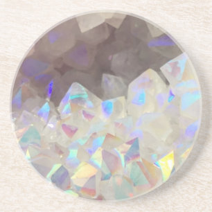 Iridescent Aura Crystals Sandstone Coaster