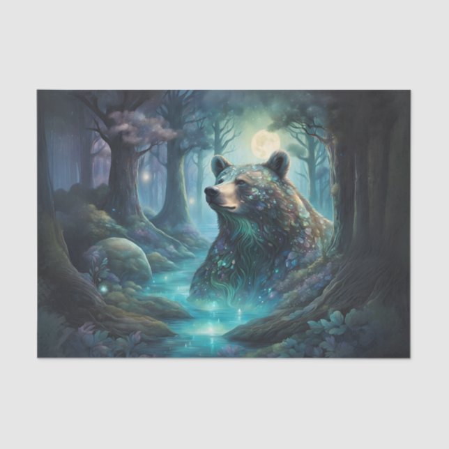 Iridescent Bear In Forest Decoupage Tissue Paper (Front)