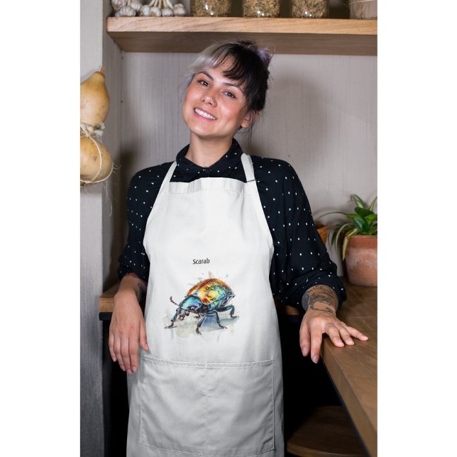 Iridescent Beetle in Watercolor, custom Adult Apron (Creator Uploaded)