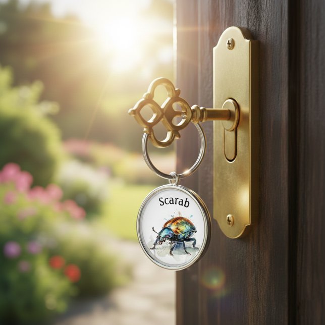 Iridescent Beetle in Watercolor, custom Keychain (Creator Uploaded)