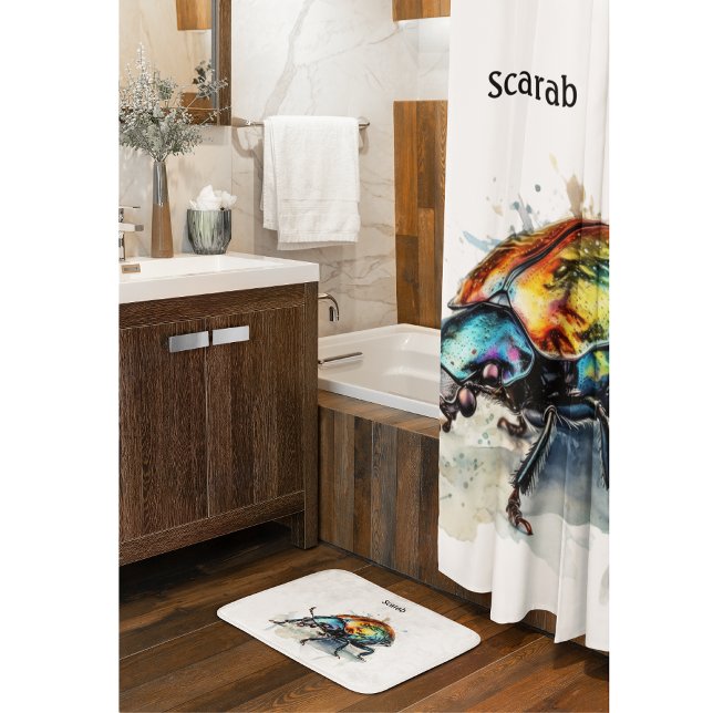 Iridescent Beetle in Watercolor, custom Shower Curtain (Creator Uploaded)