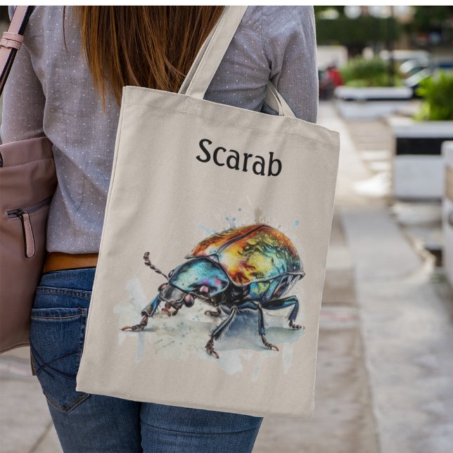 Iridescent Beetle in Watercolor, custom Tote Bag (Creator Uploaded)