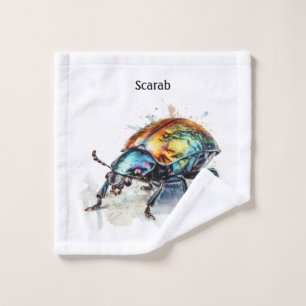Iridescent Beetle in Watercolor, custom Wash Cloth