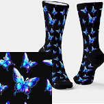 Iridescent Blue Butterflies on Black Socks<br><div class="desc">Vintage Dark Pink Heart with Gemstones in Filigree Socks - -  see more great sock designs in my store.</div>